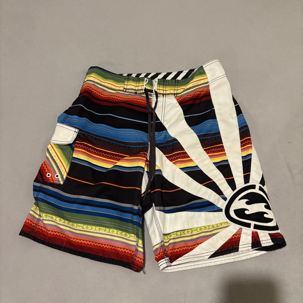 Billabong Andy Irons Baja Stripe Rising Sun Boardshorts Swim Trunks Mens 36